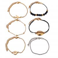 alliage de zinc Set de bracelet, avec Fil de coton & Acrylique, avec 2inch chaînes de rallonge, Placage de couleur d'or, réglable & pour femme Environ 7.5 pouce Vendu par lot