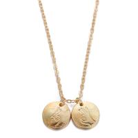 Ожерелье цинкового сплава , цинковый сплав, Плоская круглая форма, плакирован золотом, Мужская & Овальный цепь & разные стили для выбора, длина:Приблизительно 16 дюймовый, продается Strand