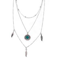 Zinc Alloy Choker Necklace, with Synthetic Turquoise, with 2inch extender chain, antique silver color plated, adjustable & oval chain & for woman &  Approx 12.5 Inch 
