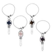 Zinc Alloy Pendulum, with Gemstone, silver color plated & Unisex & oval chain  .5 Inch 