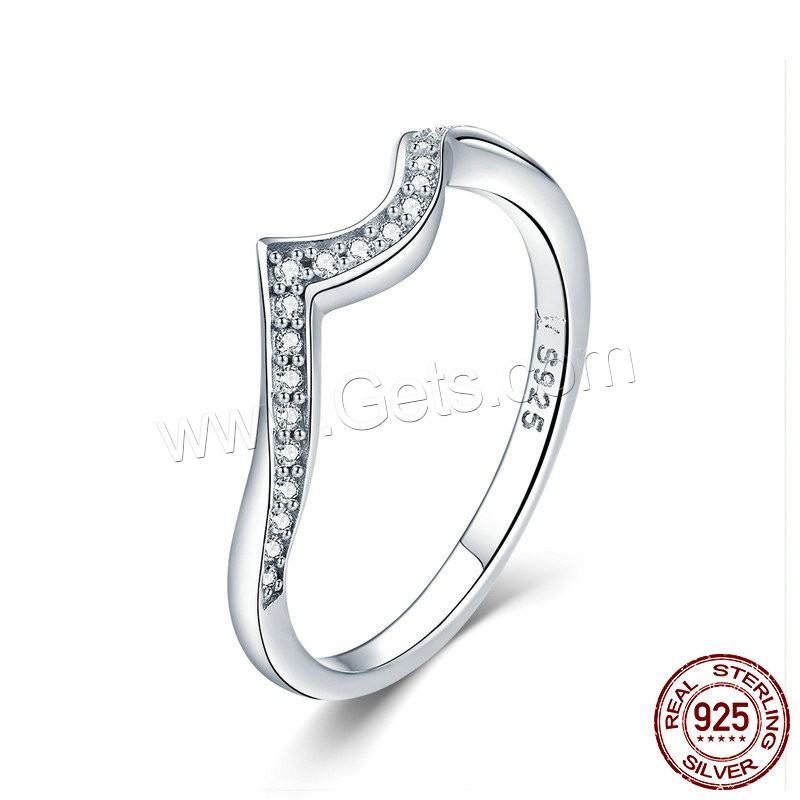 Cubic Zirconia Micro Pave Sterling Silver Finger Ring, 925 Sterling Silver, platinum plated, micro pave cubic zirconia & for woman, US Ring Size:6-8, Sold By PC