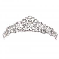 Bridal Decorative Hair Comb, Zinc Alloy, with Plastic Pearl, Crown, silver color plated, for bridal & with rhinestone 