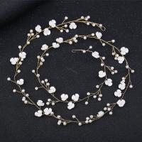 Bridal Hair Flowers, Brass, with White Shell & Plastic Pearl, plated, for bridal 1000mm 