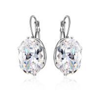 Sterling Silver Cubic Zirconia Earring, 925 Sterling Silver, Teardrop, platinum plated, for woman & with cubic zirconia 