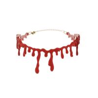 Fashion Choker Necklace, Resin, with Zinc Alloy, with 1.6lnch extender chain, silver color plated, for woman & enamel, red Approx 12.6 Inch 