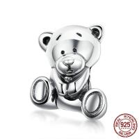 No Troll Thailand Sterling Silver European Beads, Bear, without troll Approx 4.5-5mm 
