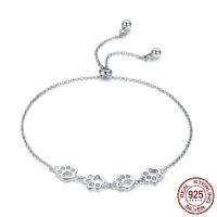 Sterling Silver Bracelets, 925 Sterling Silver, Claw, platinum plated, oval chain & for woman Approx 8.7 Inch 