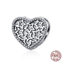 Kein Troll Thailand Echt Silber Europa Perlen, Herz, ohne troll, 11x10mm, Bohrung:ca. 4.5-5mm, verkauft von PC