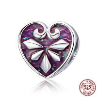 No Troll Thailand Sterling Silver European Beads, Heart, without troll & enamel Approx 4.5-5mm 