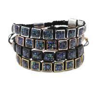 Brass Woven Ball Bracelets, with Nylon Cord & Abalone Shell, Squaredelle, plated, Unisex & adjustable 10mm Approx 7.1-7.8 Inch 