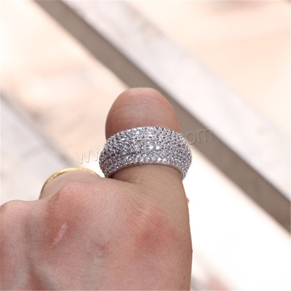 Anillo de dedo de aleación de Zinc, chapado en platina real, diverso tamaño para la opción & para mujer & con diamantes de imitación, libre de plomo & cadmio, Vendido por UD