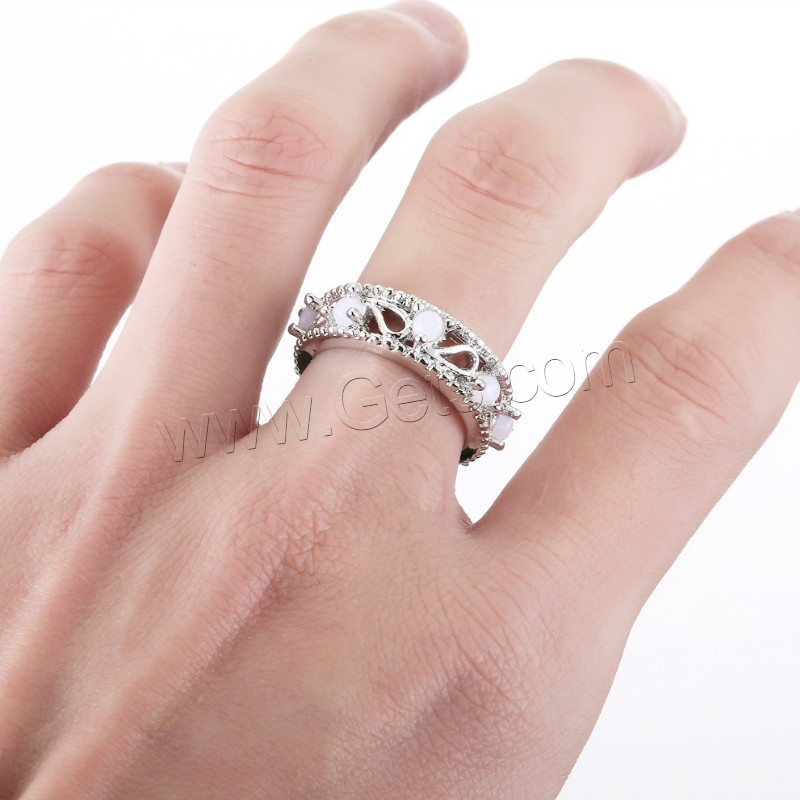 Rhinestone Brass Finger Ring, platinum plated, different size for choice & for woman & with rhinestone, Sold By PC