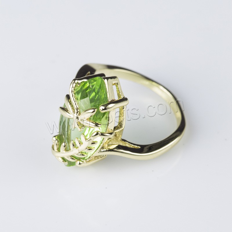 Латунное кольцо с стразами, Латунь, 18K позолоченный, разный размер для выбора & Женский & со стразами, Много цветов для выбора, продается PC