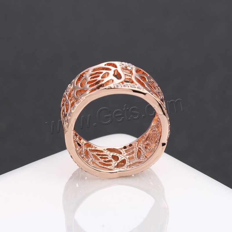 Латунное кольцо с стразами, Латунь, плакированный цветом розового золота, разный размер для выбора & Женский & со стразами, продается PC