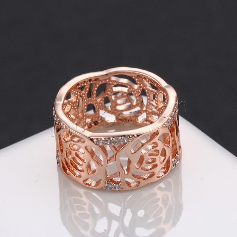 Anilo de dedo de latón, metal, chapado en color rosa dorada, diverso tamaño para la opción & para mujer & con diamantes de imitación, Vendido por UD