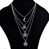 Zinc Alloy Necklace, antique silver color plated, multilayer & oval chain & for woman, Inner Approx 53mm Approx 16.1 Inch 