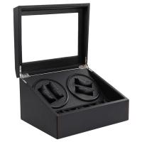 Wood Watch Box, with MDF & Carbon Fibre, Rectangle, black 