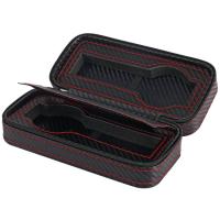 Leather Watch Box, PU Leather, with Carbon Fibre & Paper, Rectangle, black 