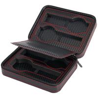 Leather Watch Box, PU Leather, with Carbon Fibre & Paper, Rectangle, portable, black 