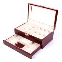 Wood Watch Box, with MDF & Velveteen & Zinc Alloy, Rectangle, stoving varnish, portable, red 