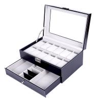 Leather Watch Box, PU Leather, with Velveteen, Rectangle, portable 