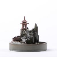 Quemador de incienso de reflujo de porcelana, hecho a mano, gris, 120x130mm, Vendido por UD