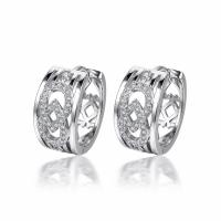 Brass Huggie Hoop Earring, platinum plated, micro pave cubic zirconia & for woman & hollow 
