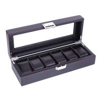 Wood Watch Box, with PU Leather, Rectangle, durable & waterproof, dark blue 