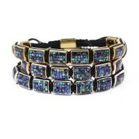 Brass Woven Ball Bracelets, with Nylon Cord & Abalone Shell, Rectangle, plated, Unisex & adjustable 10mm Approx 7.1-7.8 Inch 