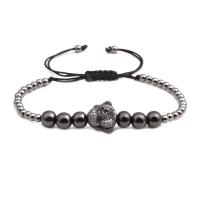 Brass Woven Ball Bracelets, with Nylon Cord, Buddha, plated, Unisex & adjustable & micro pave cubic zirconia 4mm Approx 7.1-7.8 Inch 