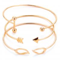 Zinc Alloy Cuff Bangle, gold color plated, three pieces & for woman, Inner Approx 55mm 
