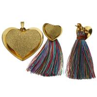 Fashion Stainless Steel Jewelry Sets, pendant & earring, with Cotton, Heart, gold color plated, for woman & stardust  Approx 
