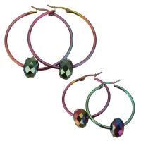 Stainless Steel Hoop Earring, with Lampwork, colorful plated & for woman    