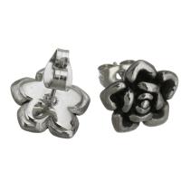 Stainless Steel Stud Earring, Flower, for woman & blacken, original color 