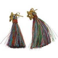 Stainless Steel Tassel Earring, Star, gold color plated, for woman & stardust 