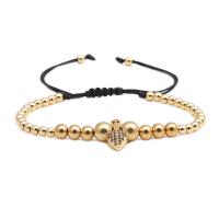 Brass Woven Ball Bracelets, with Nylon Cord, plated, Unisex & adjustable & micro pave cubic zirconia 4mm Approx 7.1-7.8 Inch 