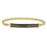 Cubic Zirconia Micro Pave Brass Bracelet, with Elastic Thread, plated, Unisex & micro pave cubic zirconia, 4mm Approx 7.1-7.8 Inch 