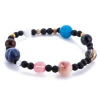 Gemstone Bracelets, with Elastic Thread & Zinc Alloy, Round, gold color plated, Unisex Approx 7.3 
