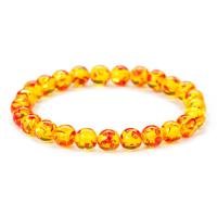 Natural Amber Bracelet, Resin, Round, Unisex Approx 7.5 Inch 