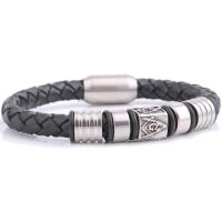 PU Leather Bracelet, with Stainless Steel, braided bracelet & for man & blacken, black, 9mm Approx 8.26 Inch 