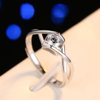 Cubic Zirconia Sterling Silver Finger Ring, 925 Sterling Silver, platinum plated, for woman & with cubic zirconia 