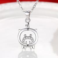 Sterling Silver Animal Pendants, 925 Sterling Silver, Pig, platinum plated, micro pave rhinestone Approx 3-5mm Approx 15.7 Inch 