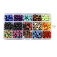 Gemischte Edelstein Perlen, mit Zinklegierung, rund, DIY, 8mm, 172x100x22mm, 388PCs/Box, verkauft von Box