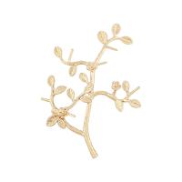 Brass Brooch Finding, Branch, gold color plated 1mm 