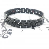Titanium Steel Bracelet & Bangle, with Magnetic Hematite, black ionic, for man Approx 8 Inch 