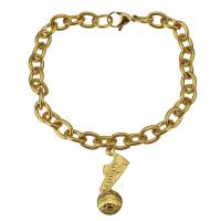 Stainless Steel Charm Bracelet, gold color plated, Unisex & oval chain 8mm Approx 9 Inch 