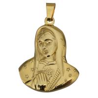 Stainless Steel Saint Pendant, Character, gold color plated Approx 