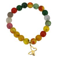 acier inoxydable bracelet, avec pierre gemme, papillon, Placage de couleur d'or, bracelet à breloques & pour femme 10mm Environ 7 pouce, Vendu par brin
