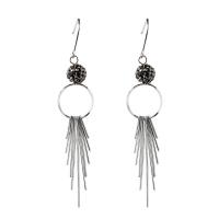 Brass Tassel Earring, platinum color plated, micro pave cubic zirconia & for woman, 76mm 