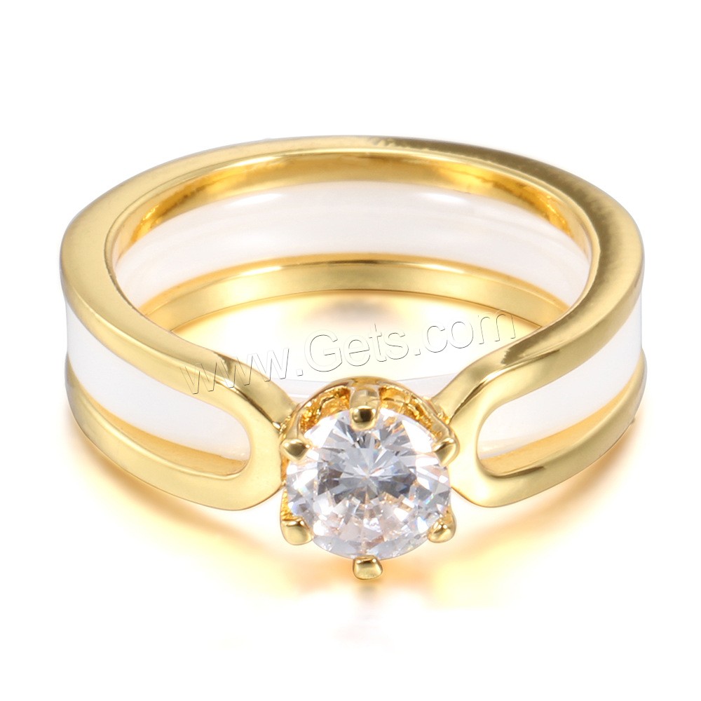Porcelana anillo, con acero inoxidable, chapado, diverso tamaño para la opción & para mujer & con circonia cúbica, más colores para la opción, 7mm, Vendido por UD